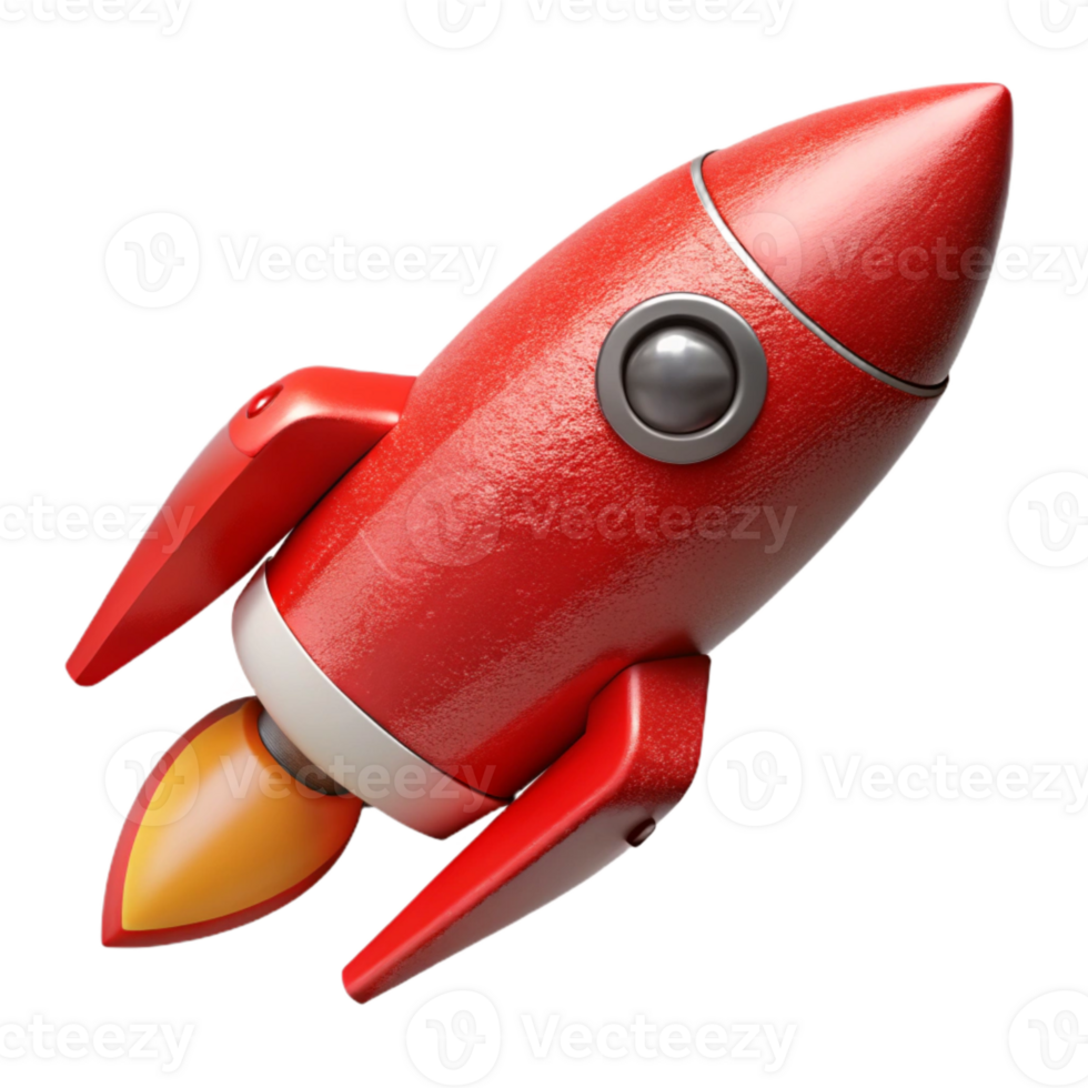 elegant creative Red Rocket Launch Side View premium png