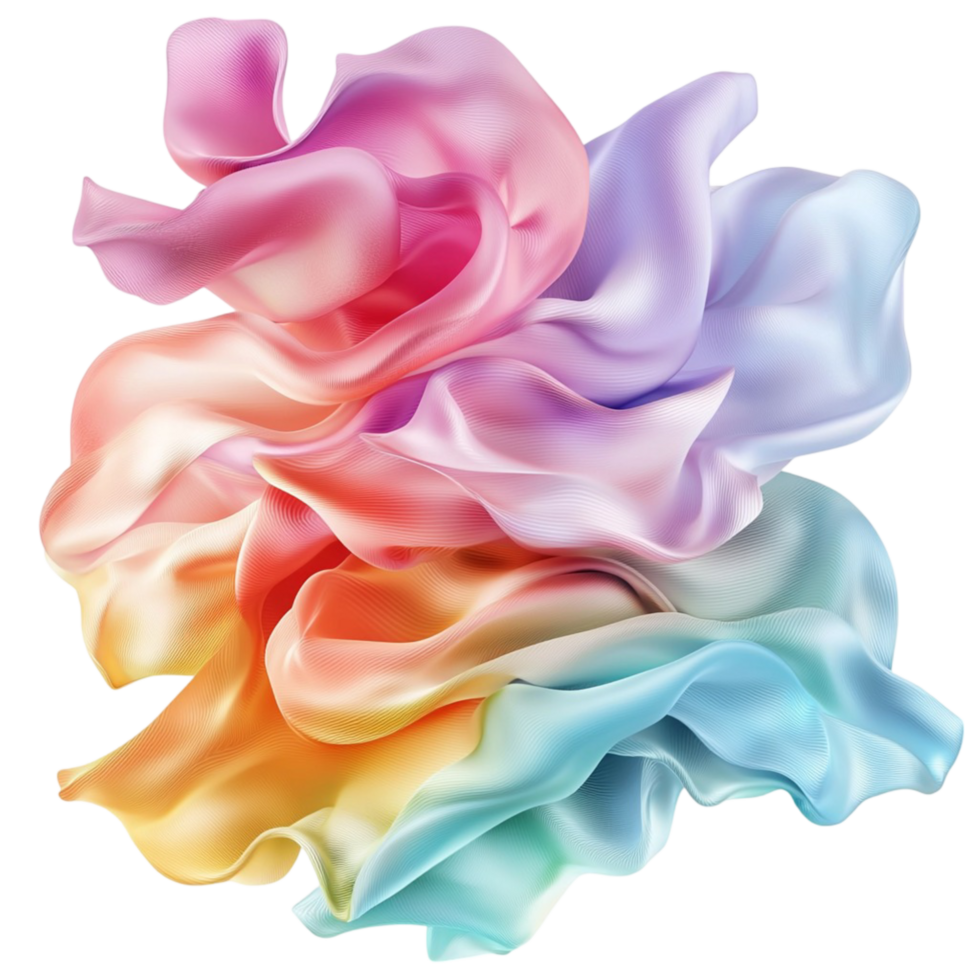 Flowing colorful silk fabric texture png