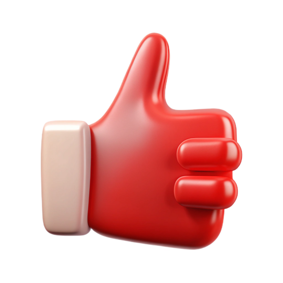 beautiful minimalist Red Thumbs Up Icon for Online Feedback Transparent Background authentic png