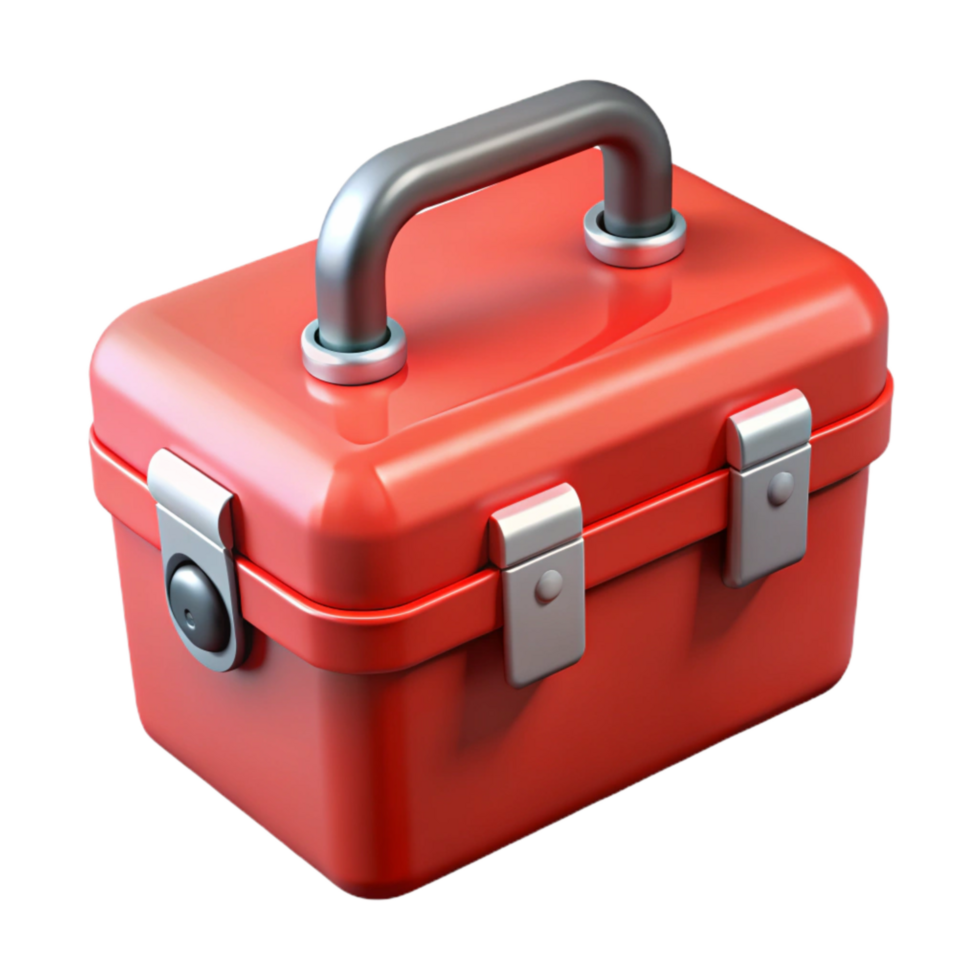 elegant contemporary Red Toolbox Cutout Isolated on Transparent Background png