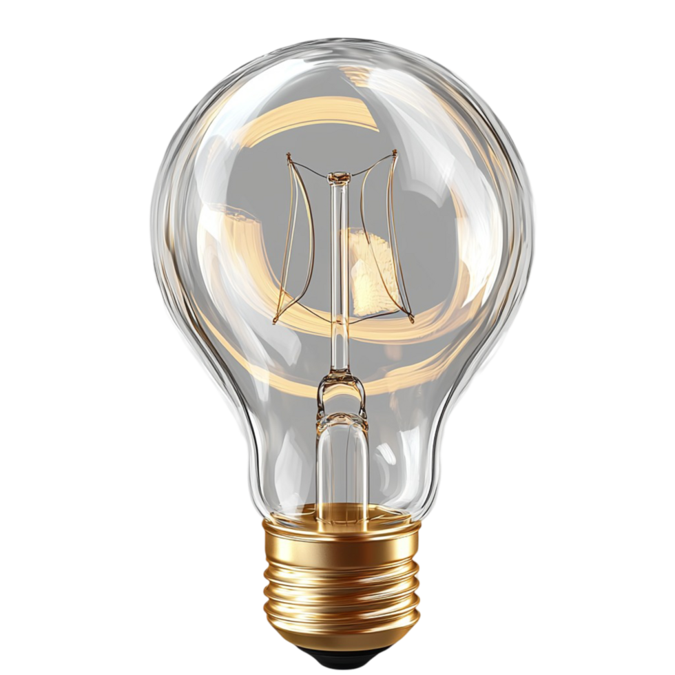 Vintage style incescent light bulb a glowing filament png