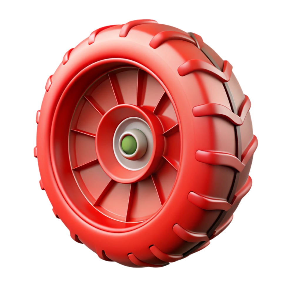 dramatic minimalist Red Tractor Wheel Transparent Background high resolution png
