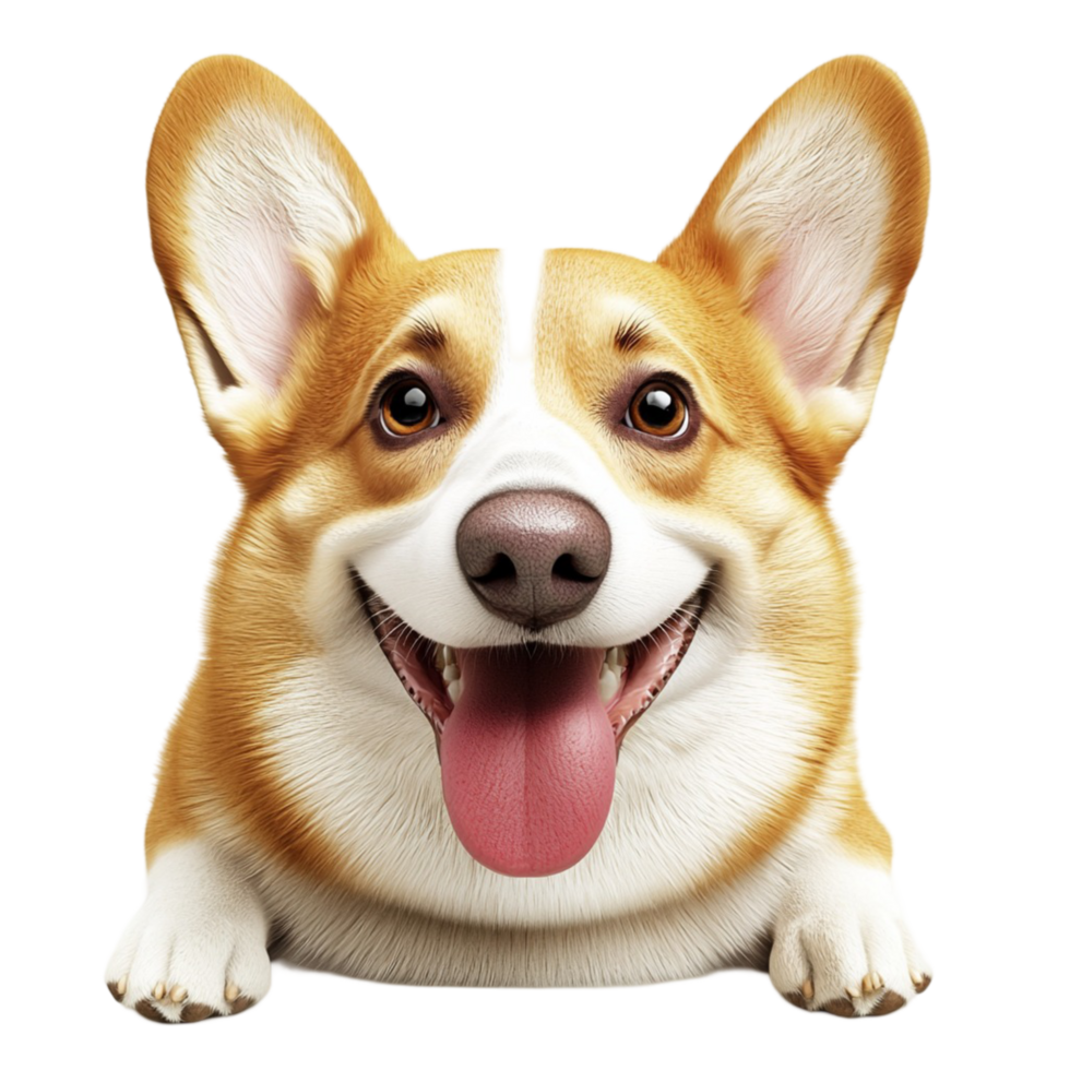 Happy corgi dog a smile tongue out png