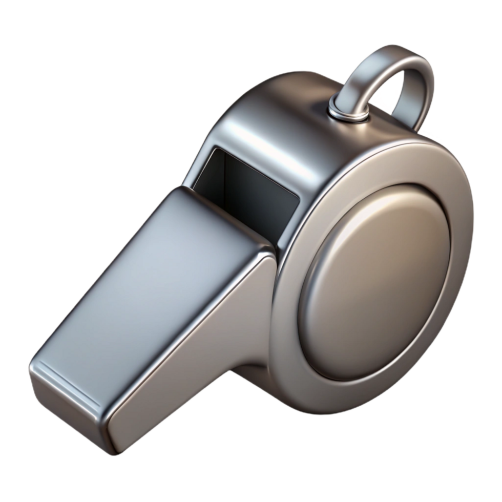 beautiful traditional Referee Whistle Silver Finish Isolated Cutout detailed png
