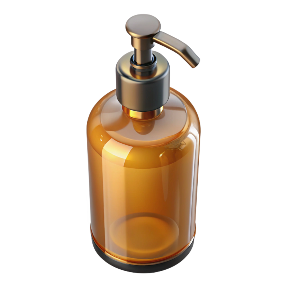 vibrant rustic Refill Bottle Amber Glass with Pump Isolated original png