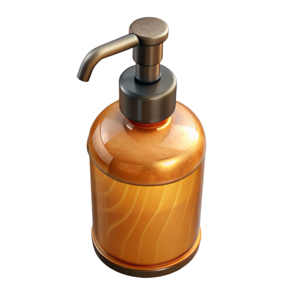 stunning traditional Refill Bottle Amber Glass with Pump Isolated premium png
