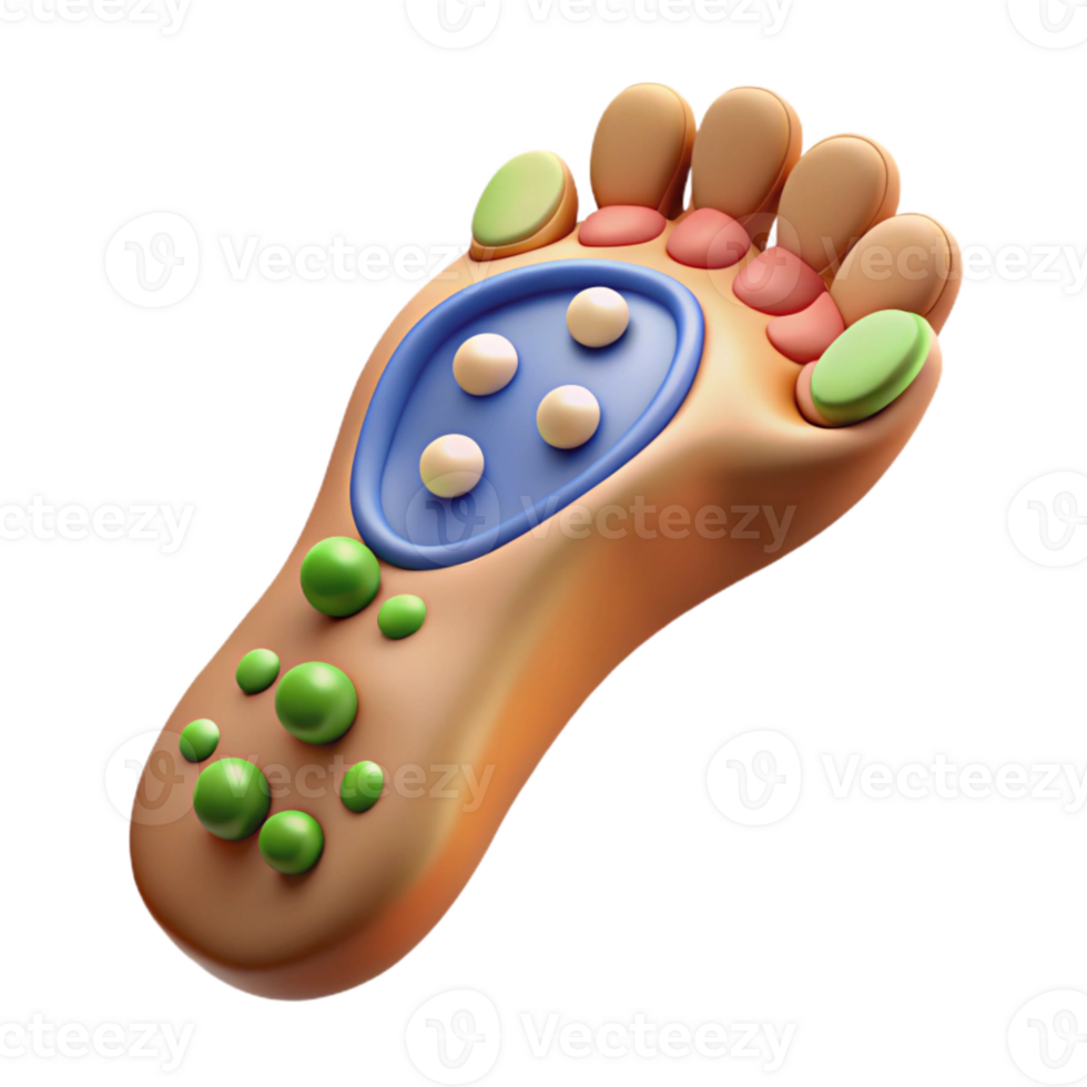 serene abstract Reflexology Foot Chart Detailed Illustration Cutout premium png