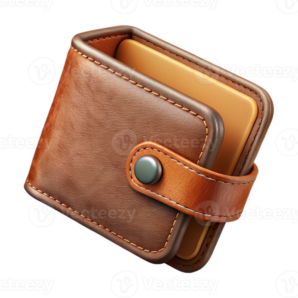 elegant artistic Refurbished Leather Wallet Open View Transparent Background premium png