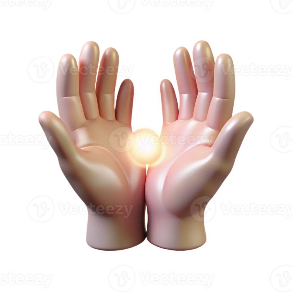 serene traditional Reiki Hands Subtle Glow Transparent Background high quality png