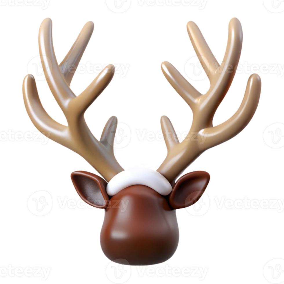 dramatic modern Reindeer Antlers Brown and White Transparent Background high quality png