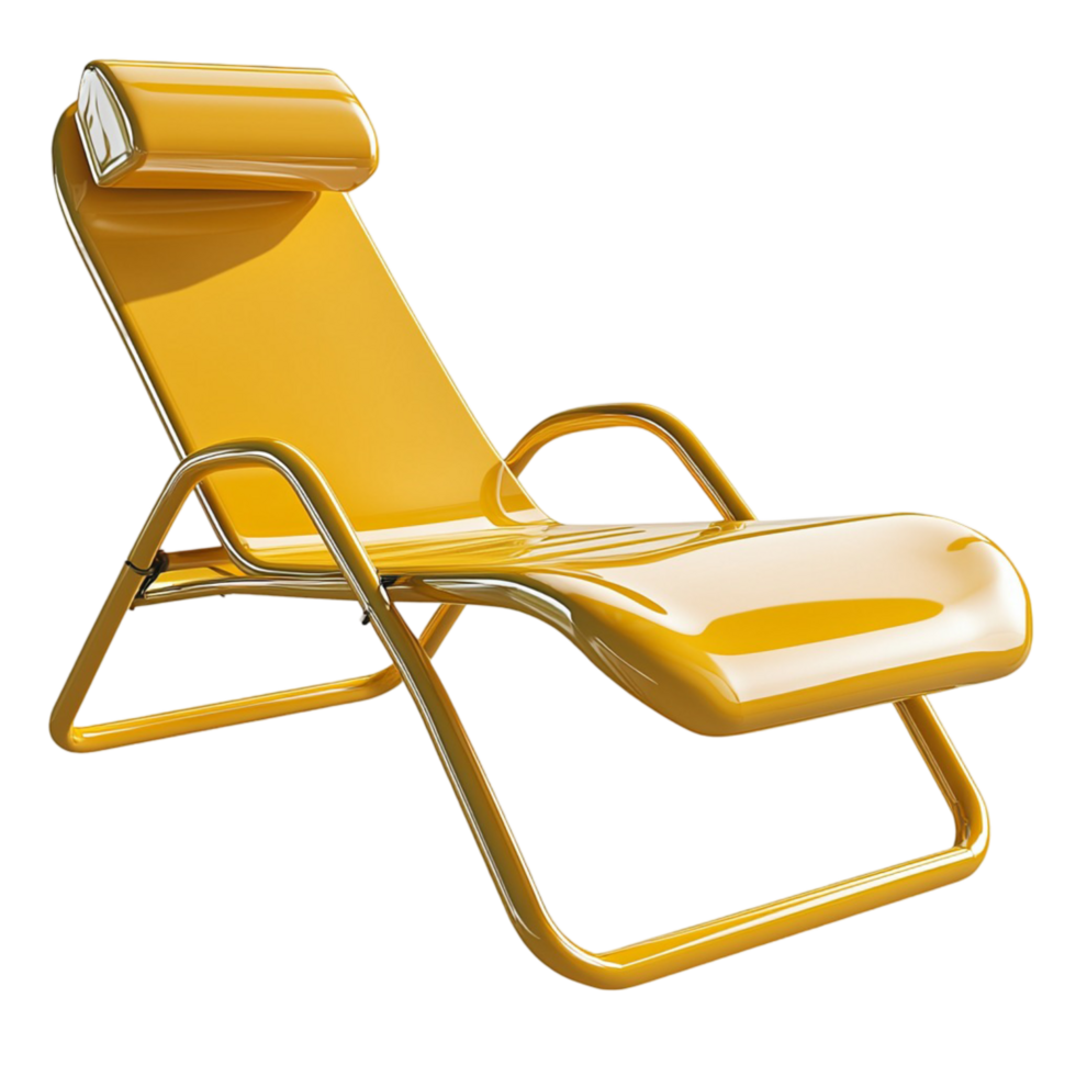 yellow reclining lounge chair a comfortable cushioned headrest png