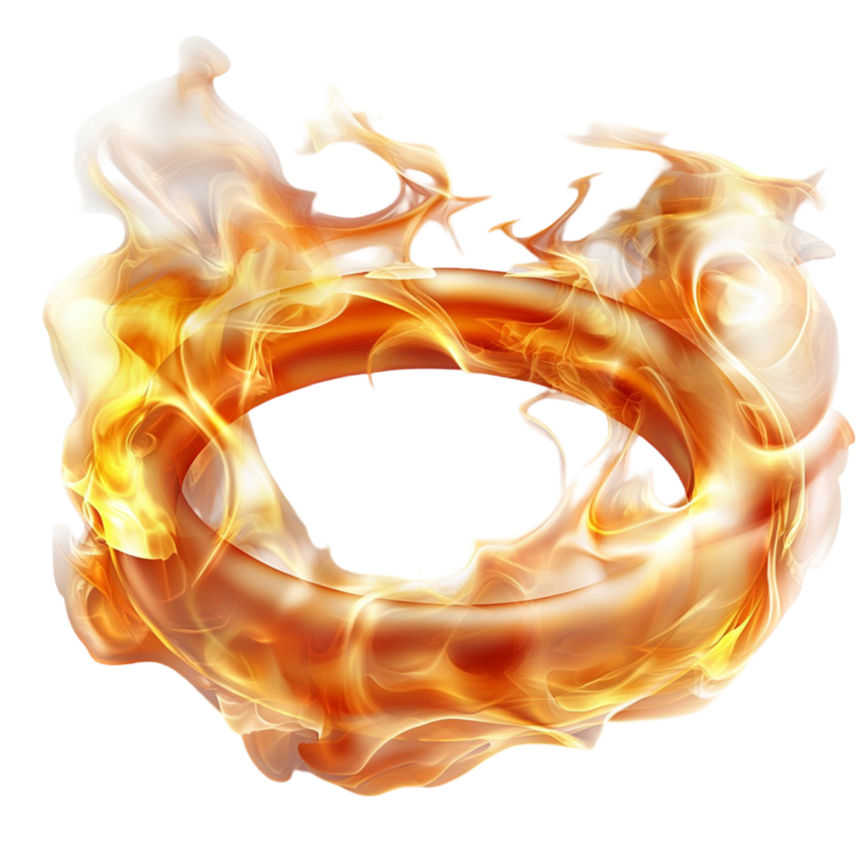 Fiery swirling ring of flames intense orange hues png