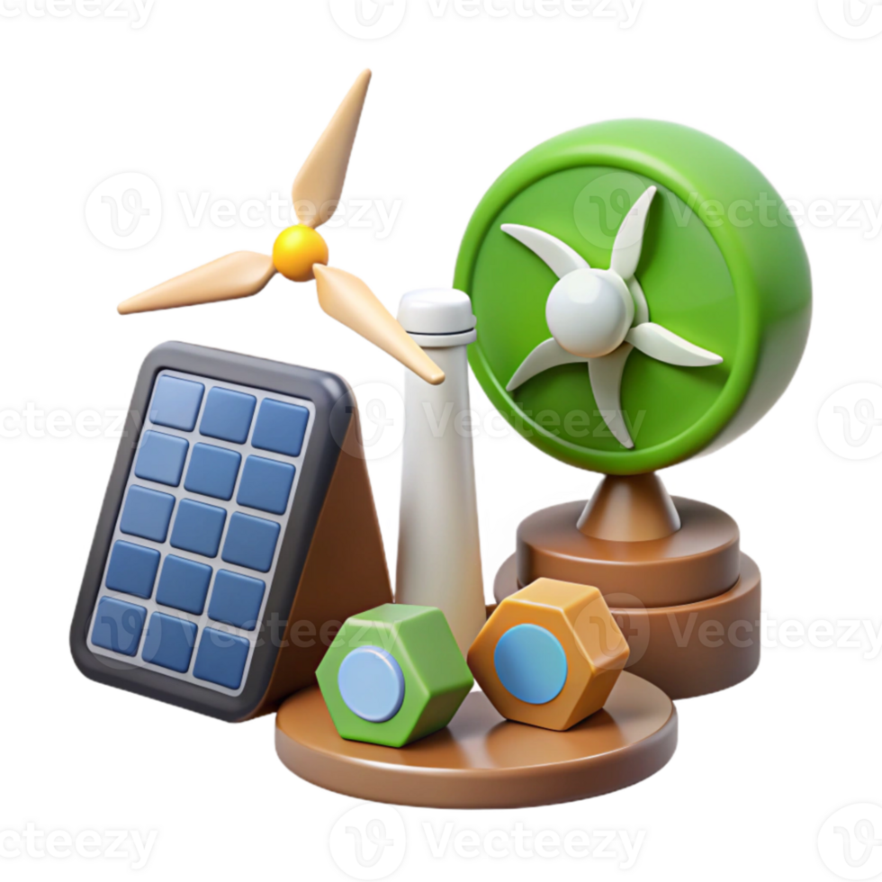 serene rustic Renewable Energy Resources Icon Set Transparent Background exclusive png