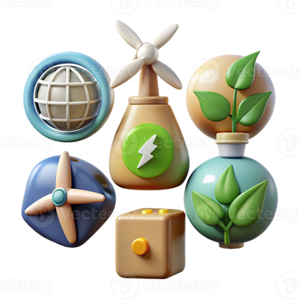 beautiful traditional Renewable Energy Symbols Collection Transparent Background png