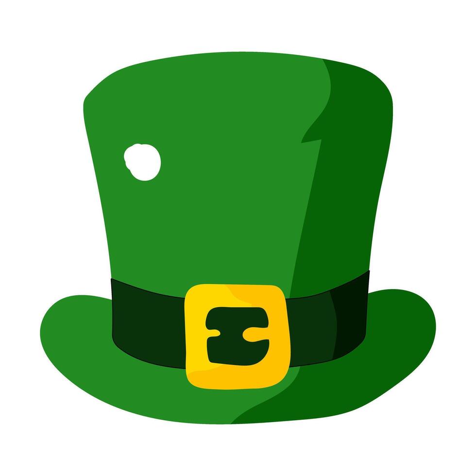 A green hat with a green strap and a green shamrock on it. The hat is sitting on a white background vector