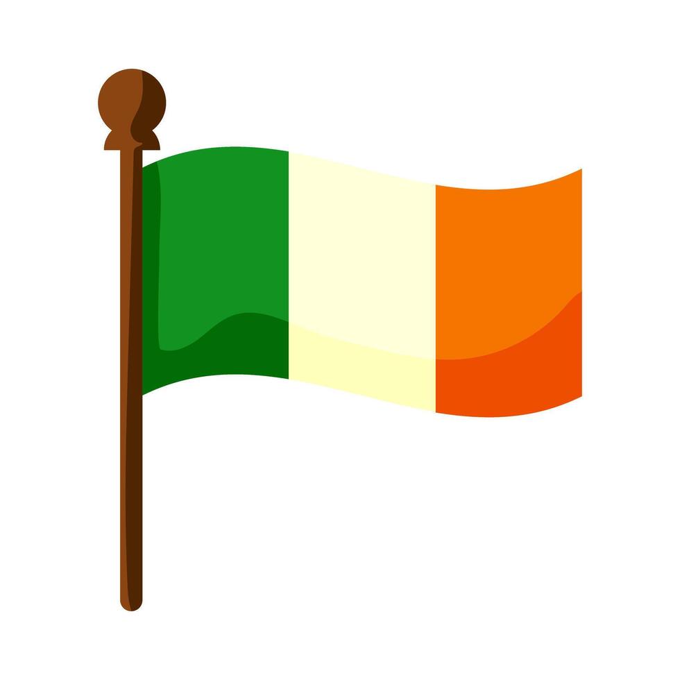 A flag with a green, white and orange background. The flag is a symbol of Ireland vector