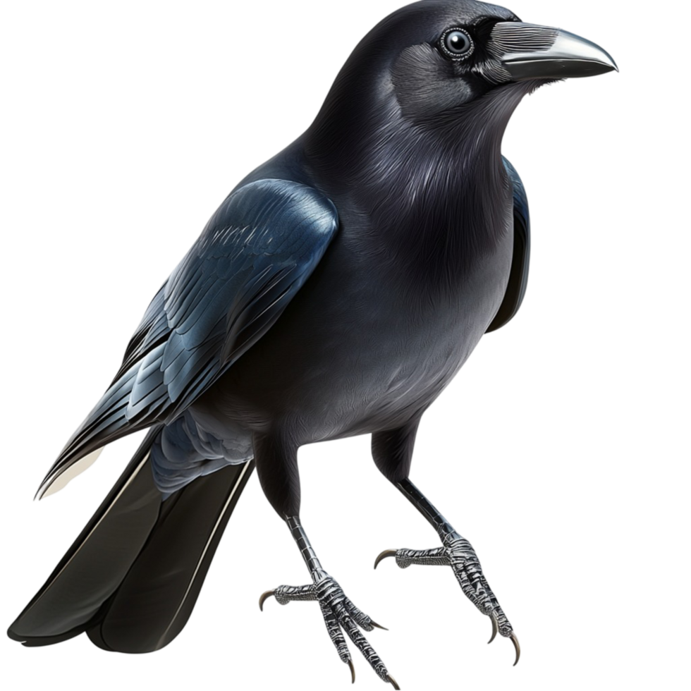 Majestic black crow sting sleek feathers sharp gaze png