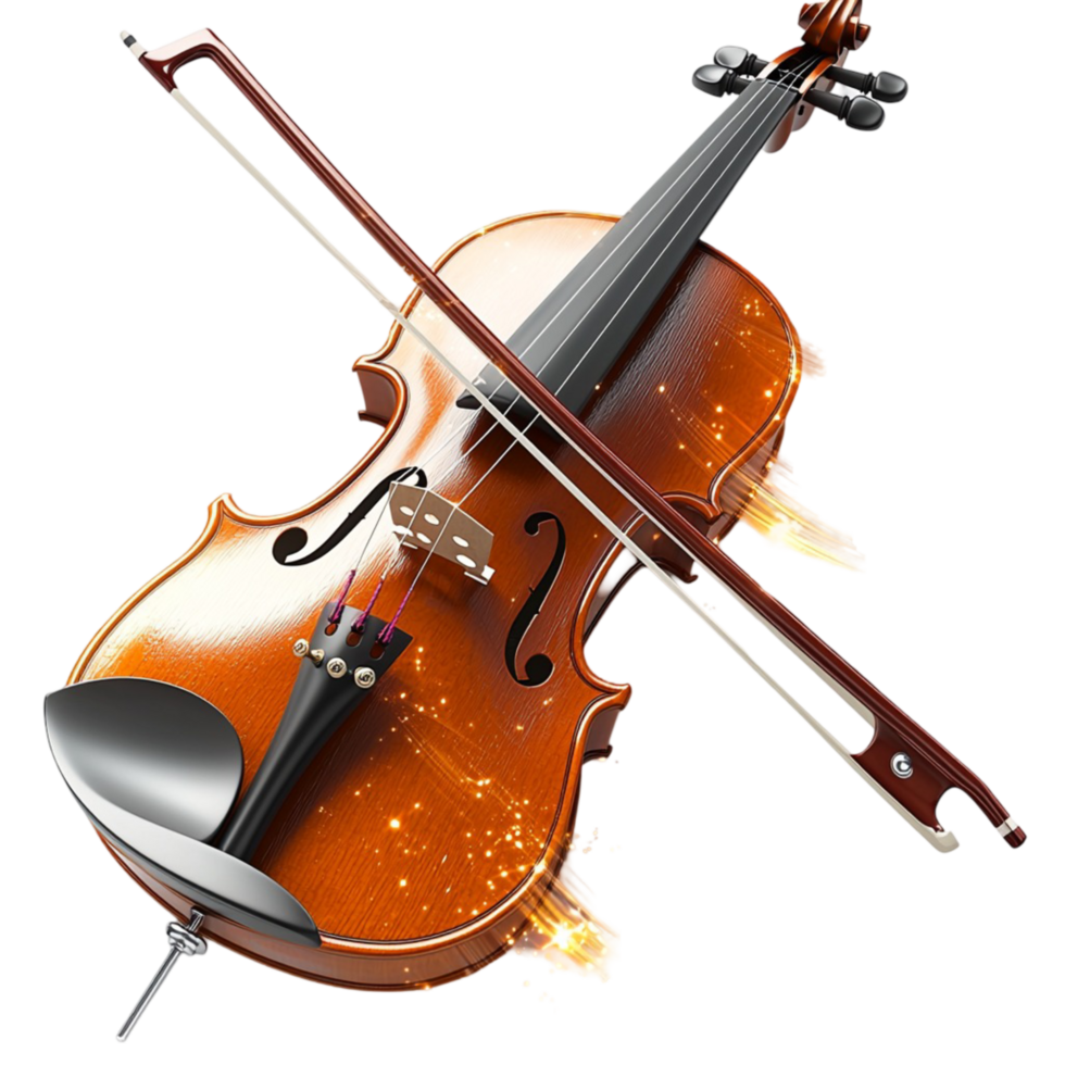 wooden violin a ly bow glowing finish png