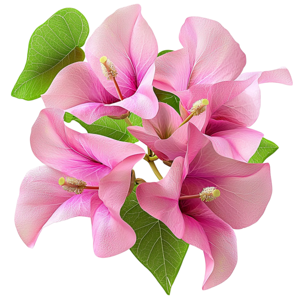 Vibrant pink bougainvillea flowers delicate petals leaves png