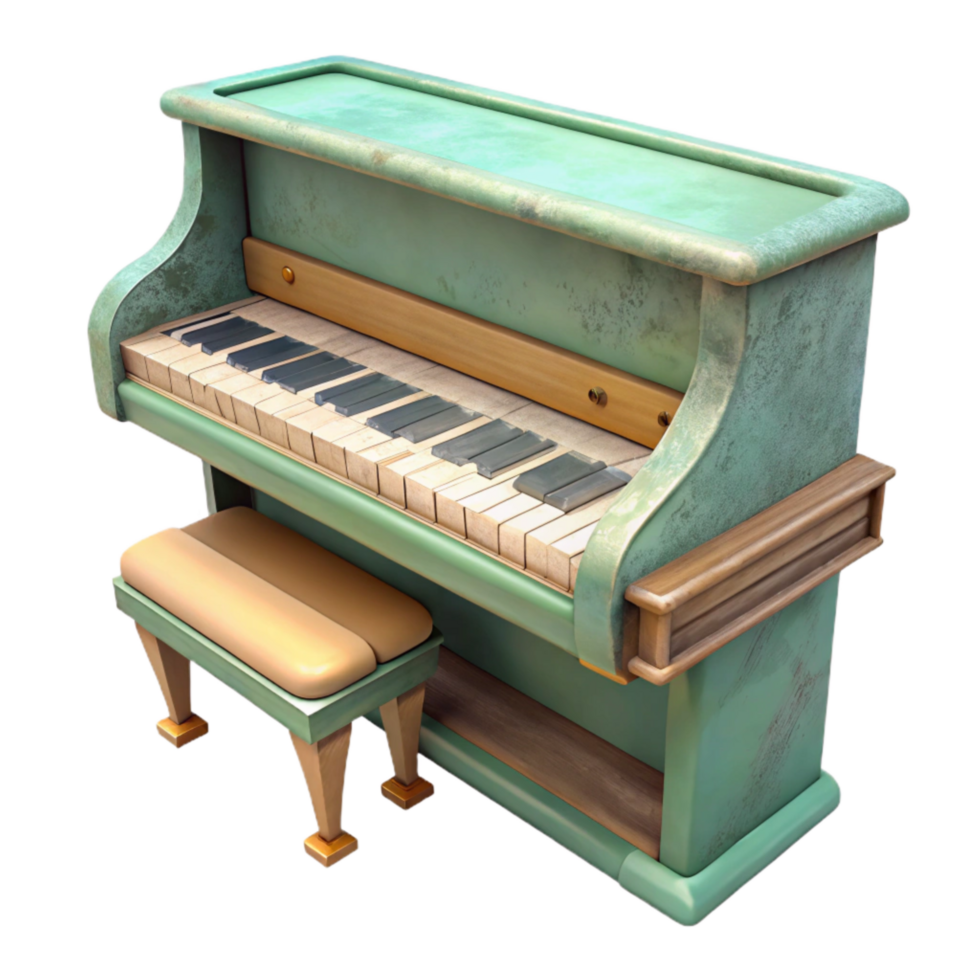 vibrant traditional Repurposed Piano Shelf Upcycled Furniture Unique Design Transparent Background professional png