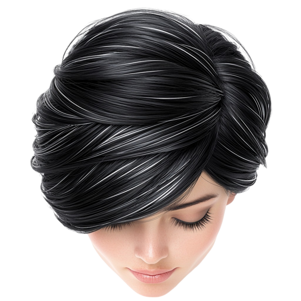 short black hairstyle a sleek voluminous look png