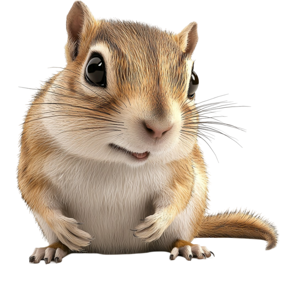 Curious chipmunk fluffy fur tiny paws looking attentively png