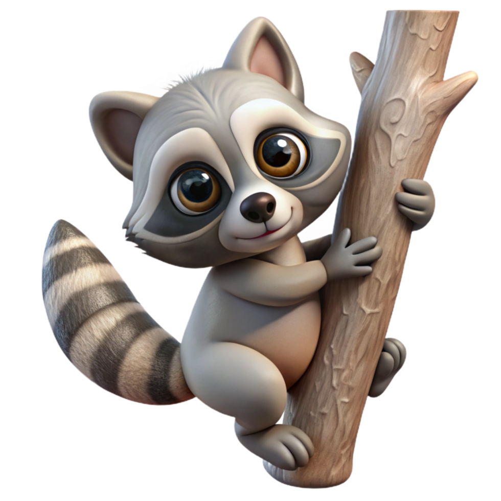 wonderful creative Rescued Baby Raccoon Climbing Tree Transparent authentic png