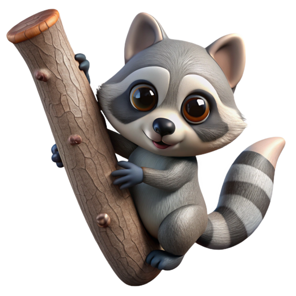 beautiful rustic Rescued Baby Raccoon Climbing Tree Transparent original png