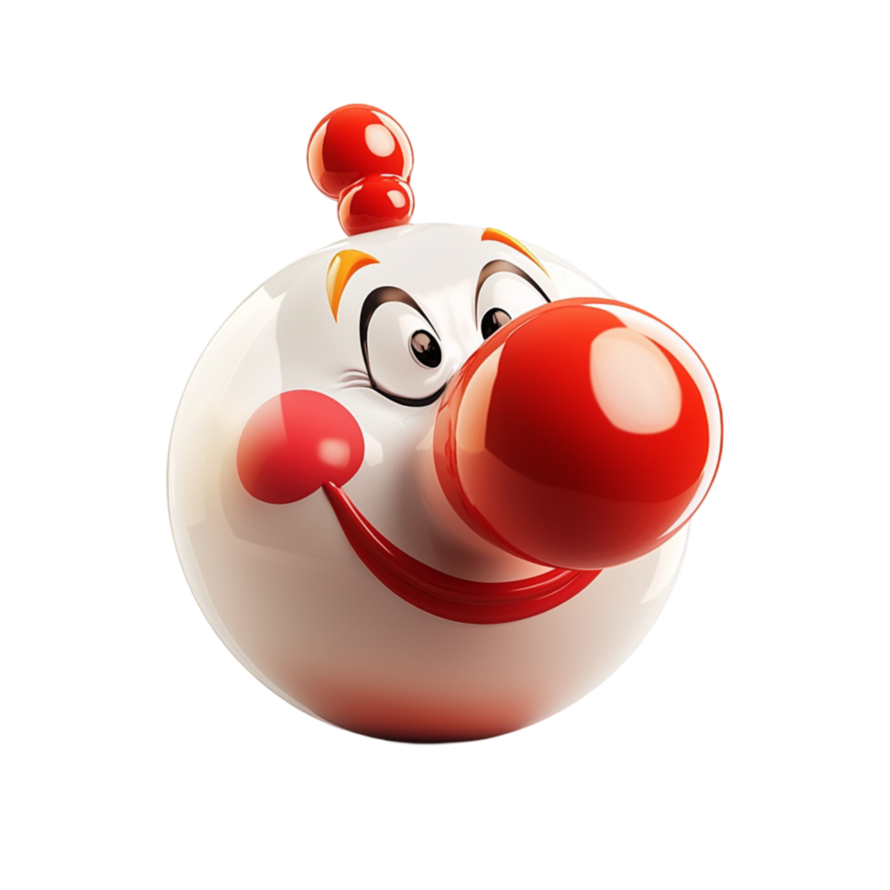 Playful clown face ball a red nose a big smile png