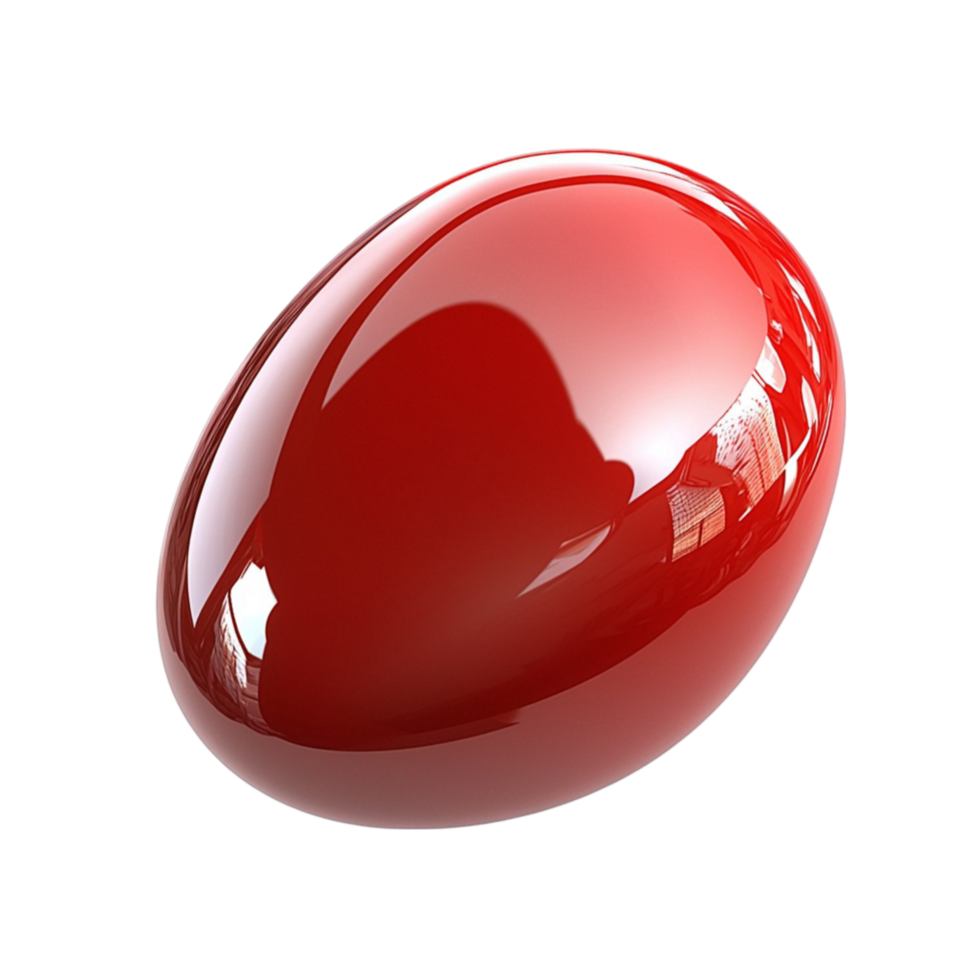 Shiny red oval capsule a reflective surface png