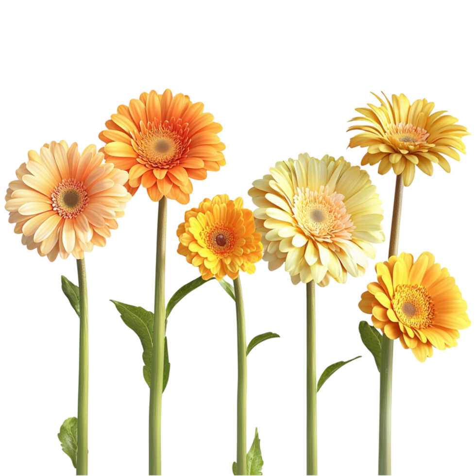 Vibrant yellow orange flowers blooming in a garden png