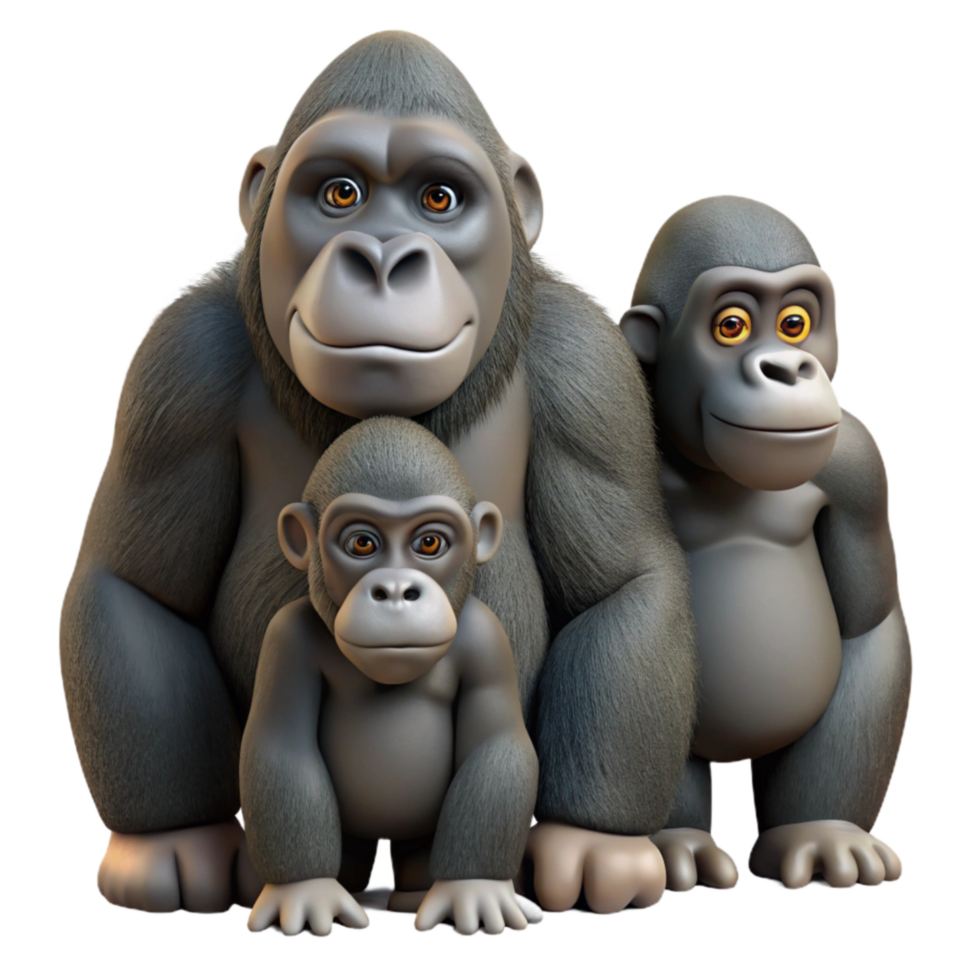 stunning rustic Rescued Gorilla Family Group Transparent high resolution png