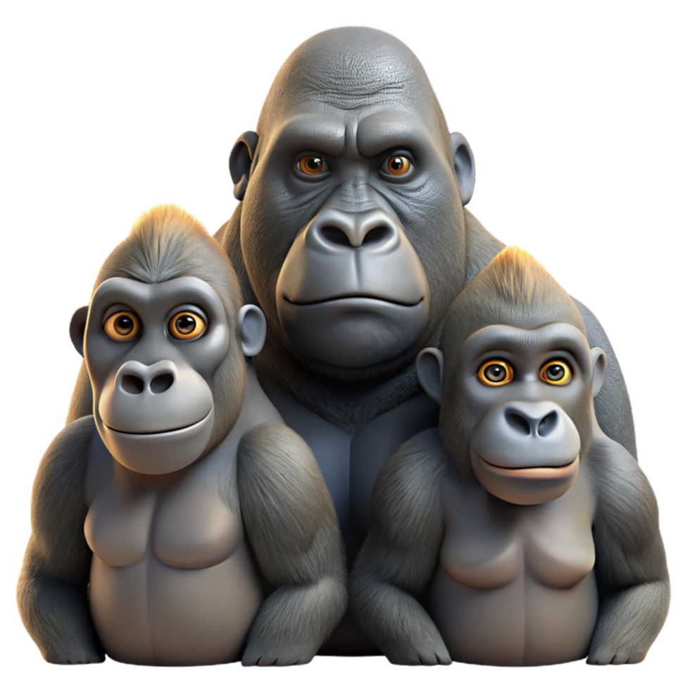 wonderful rustic Rescued Gorilla Family Group Transparent high quality png