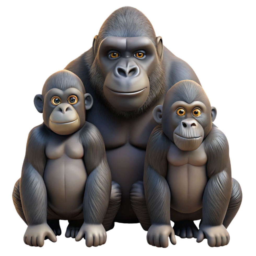 beautiful abstract Rescued Gorilla Family Group Transparent exclusive png