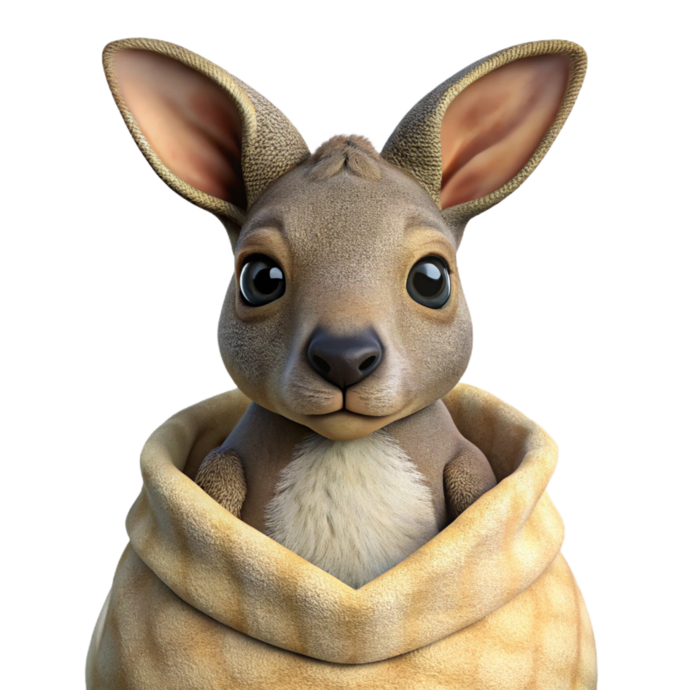 extraordinary vintage Rescued Kangaroo Joey in Pouch Transparent Cutout detailed png