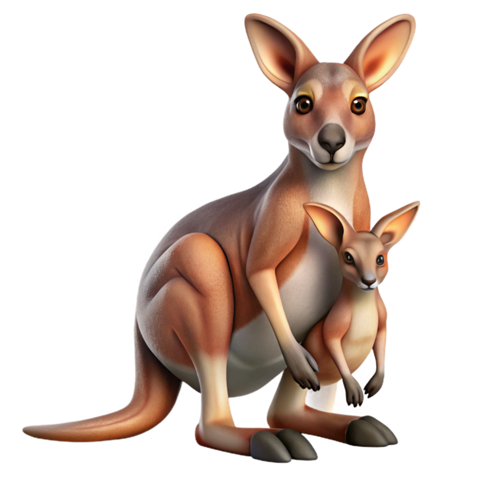 stunning artistic Rescued Kangaroo with Joey Transparent detailed png
