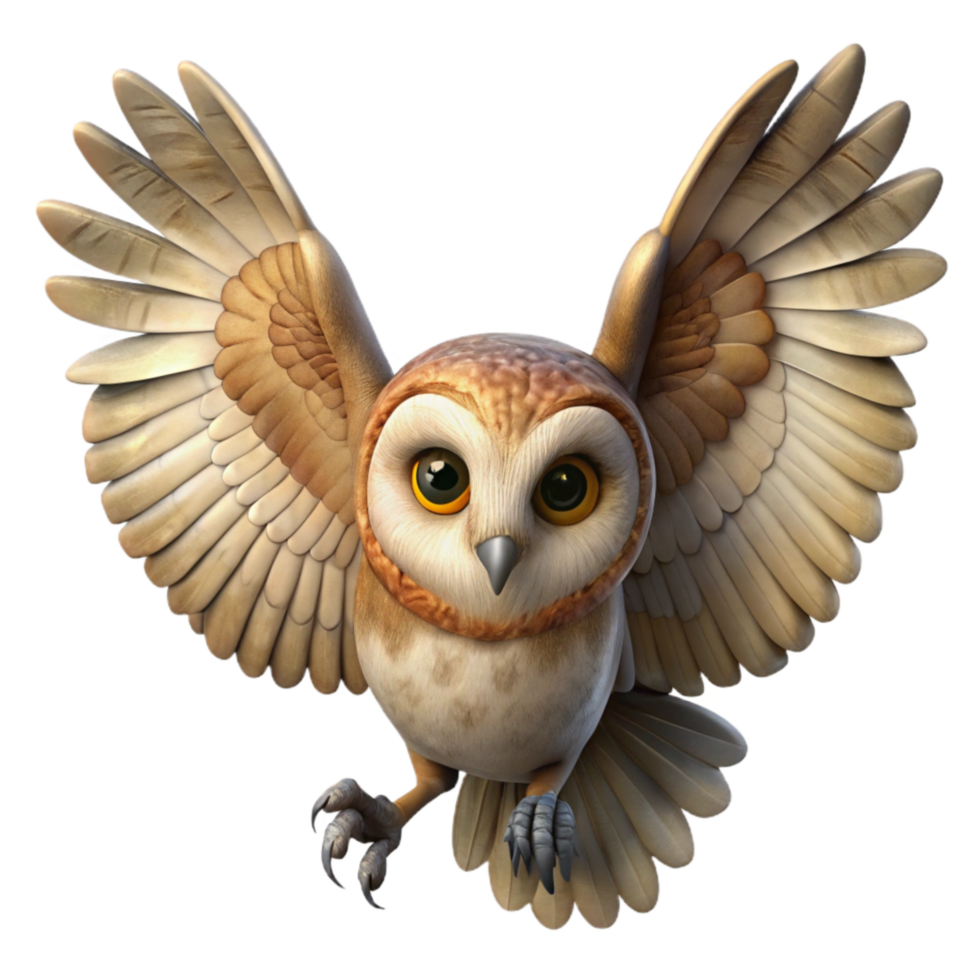 serene traditional Rescued Owl in Flight Wingspan View Transparent high quality png