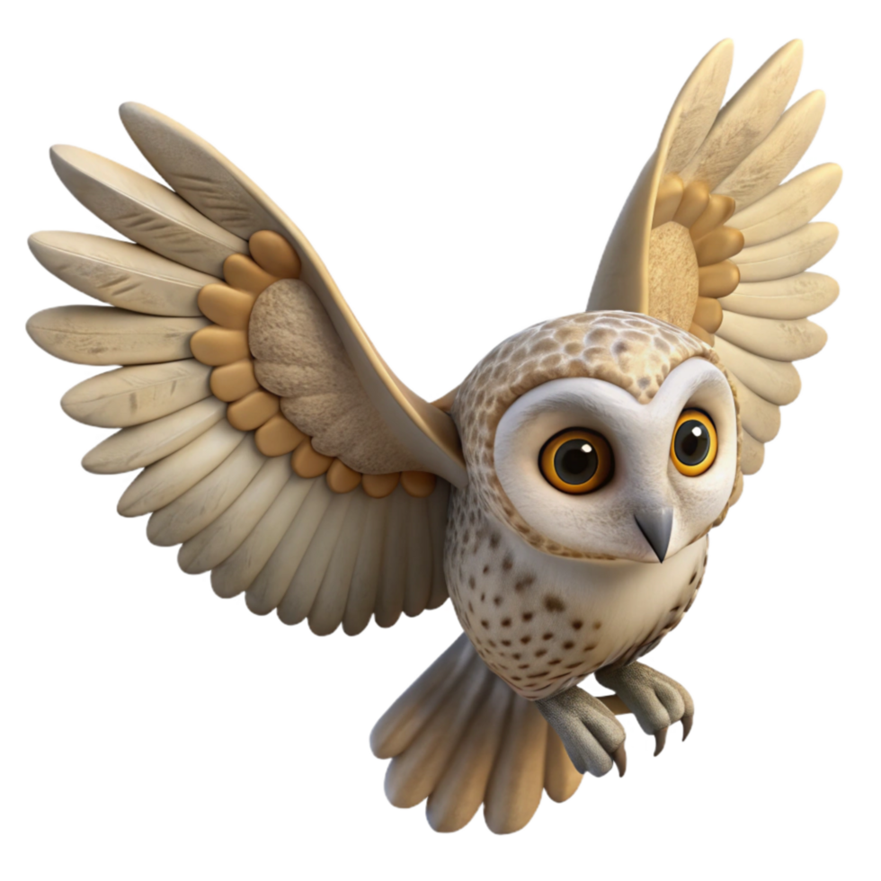 vibrant rustic Rescued Owl in Flight Wingspan View Transparent high quality png