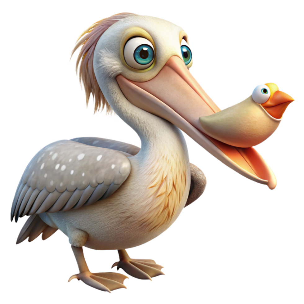 beautiful contemporary Rescued Pelican Fish in Beak Cutout authentic png