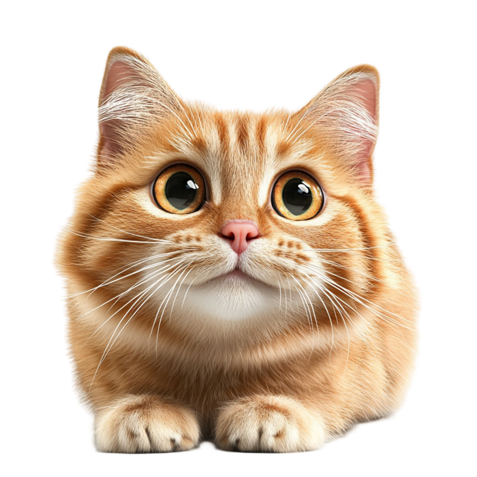 Cute ginger kitten big round eyes fur png