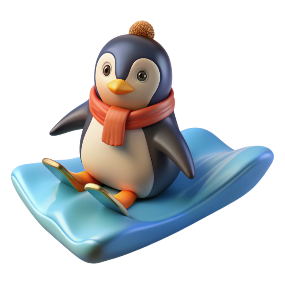 dramatic abstract Rescued Penguin Sliding on Ice Transparent original png