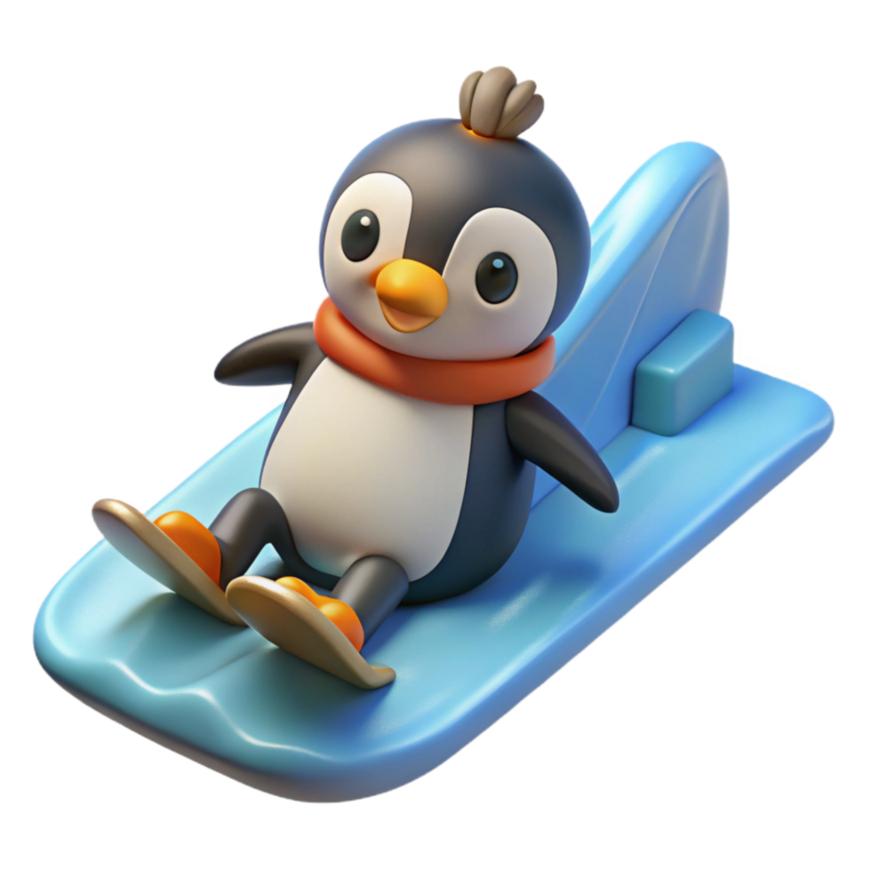dramatic contemporary Rescued Penguin Sliding on Ice Transparent professional png