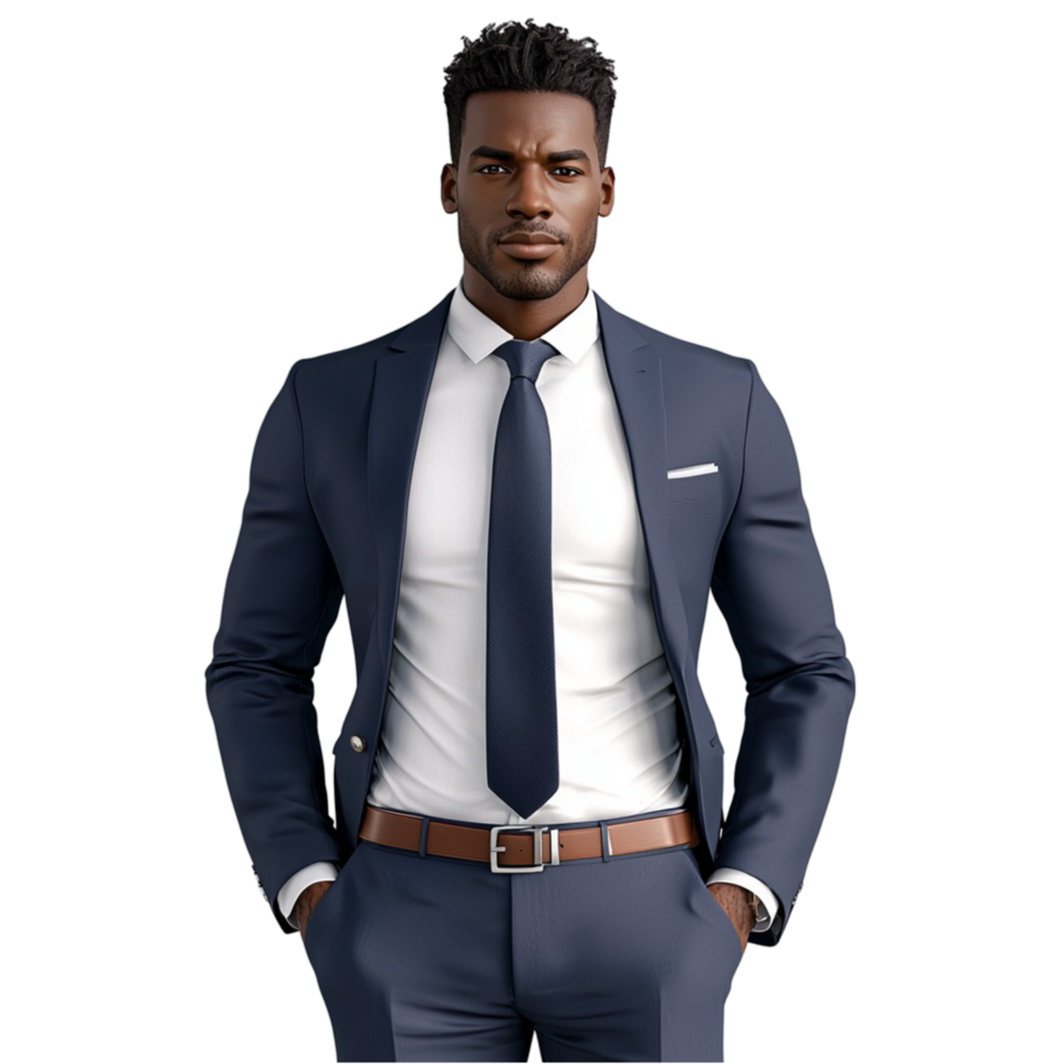 Confident businessman in a suit sting professionally png