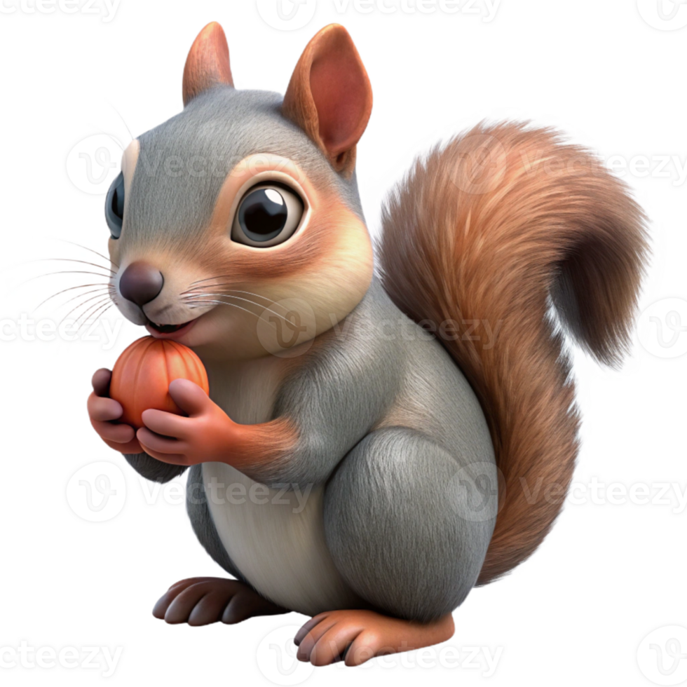 elegant abstract Rescued Squirrel Eating Nut Isolated Element authentic png
