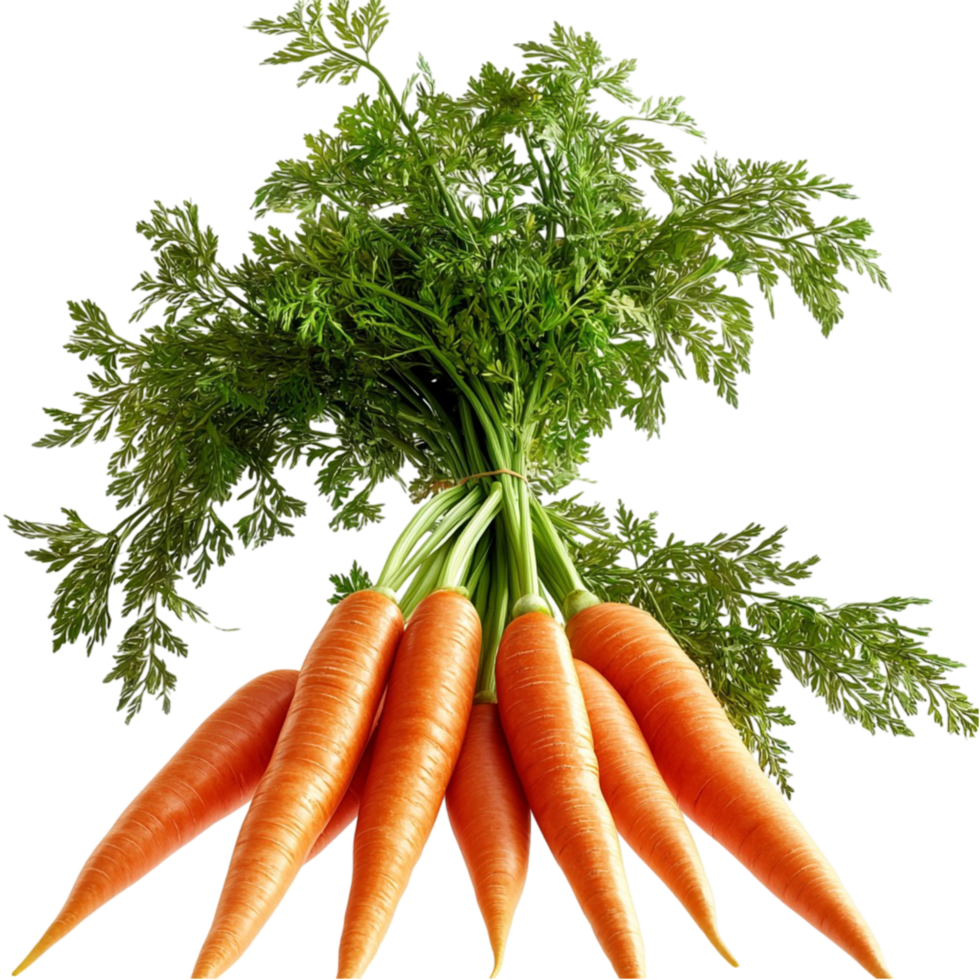 bunch of orange carrots green leafy tops png