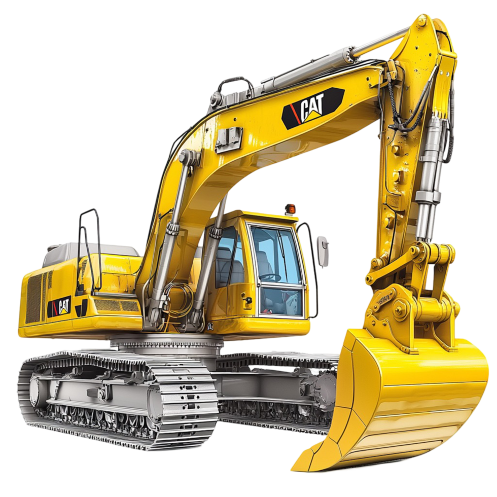 Large yellow excavator a powerful digging arm png