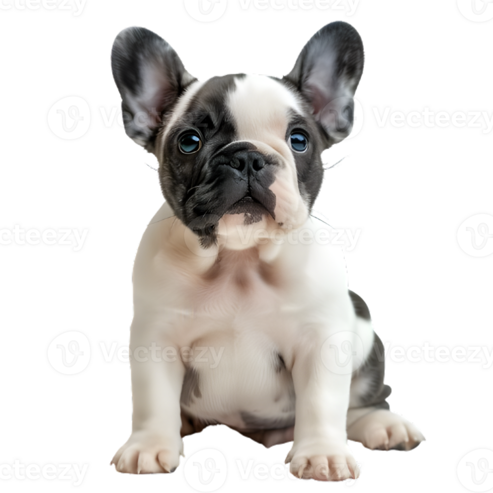 French Bulldog Puppy with Black Patch Sitting on Transparent Background png