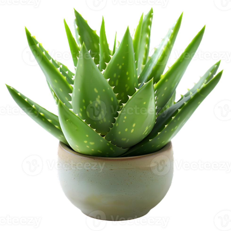 Aloe Vera Leaf with Fresh Texture on Transparent Background png