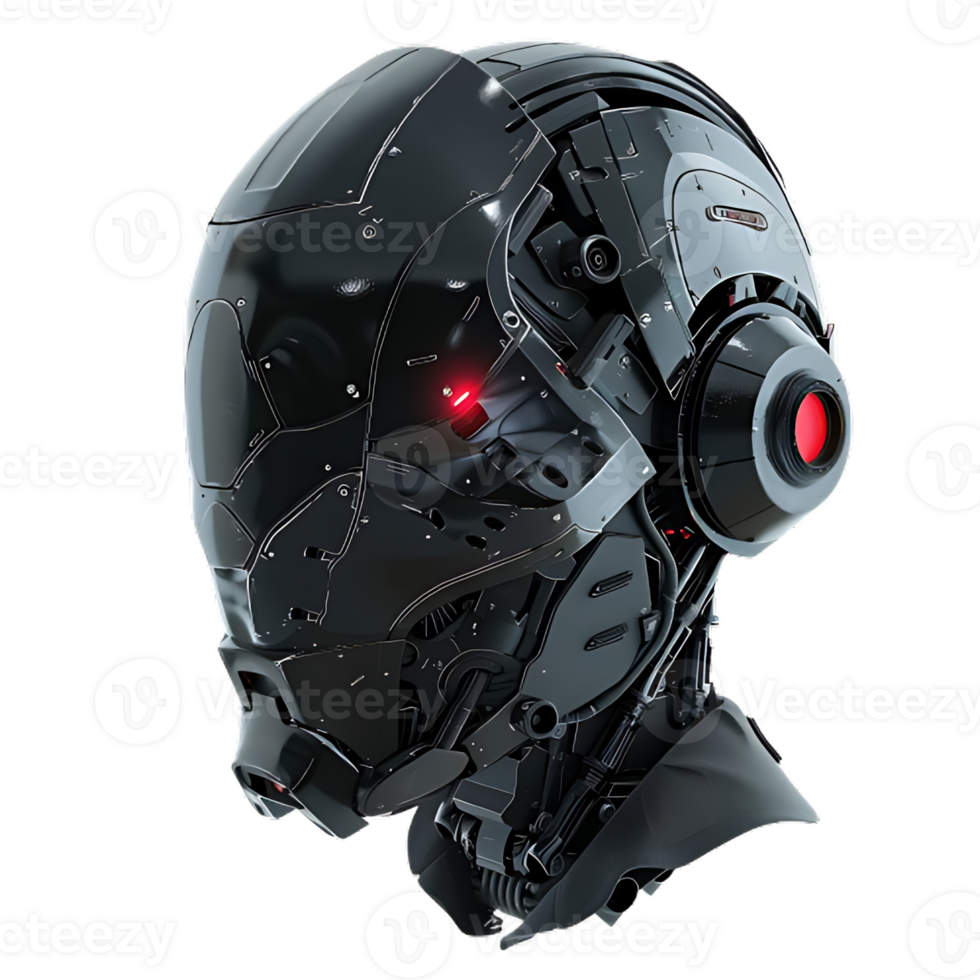 AI Robot Head Isolated on Transparent BackgroundAI Robot Head Isolated on Transparent Background png
