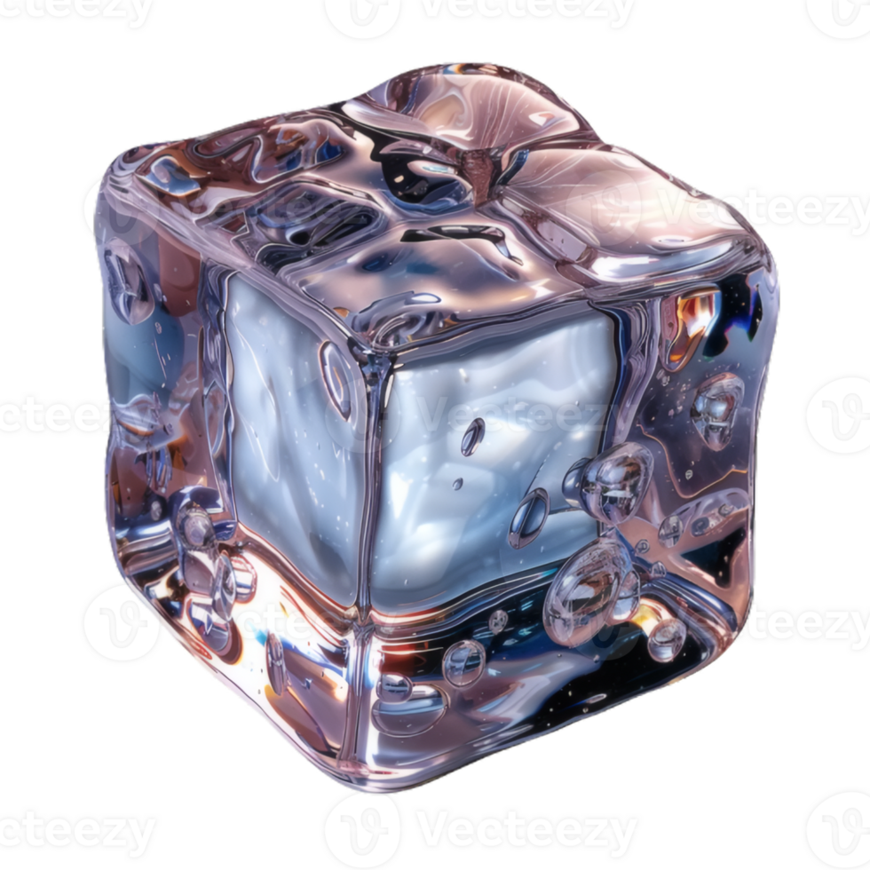 Realistic Ice Cube Isolated on Transparent Background with Cold Fresh Water png